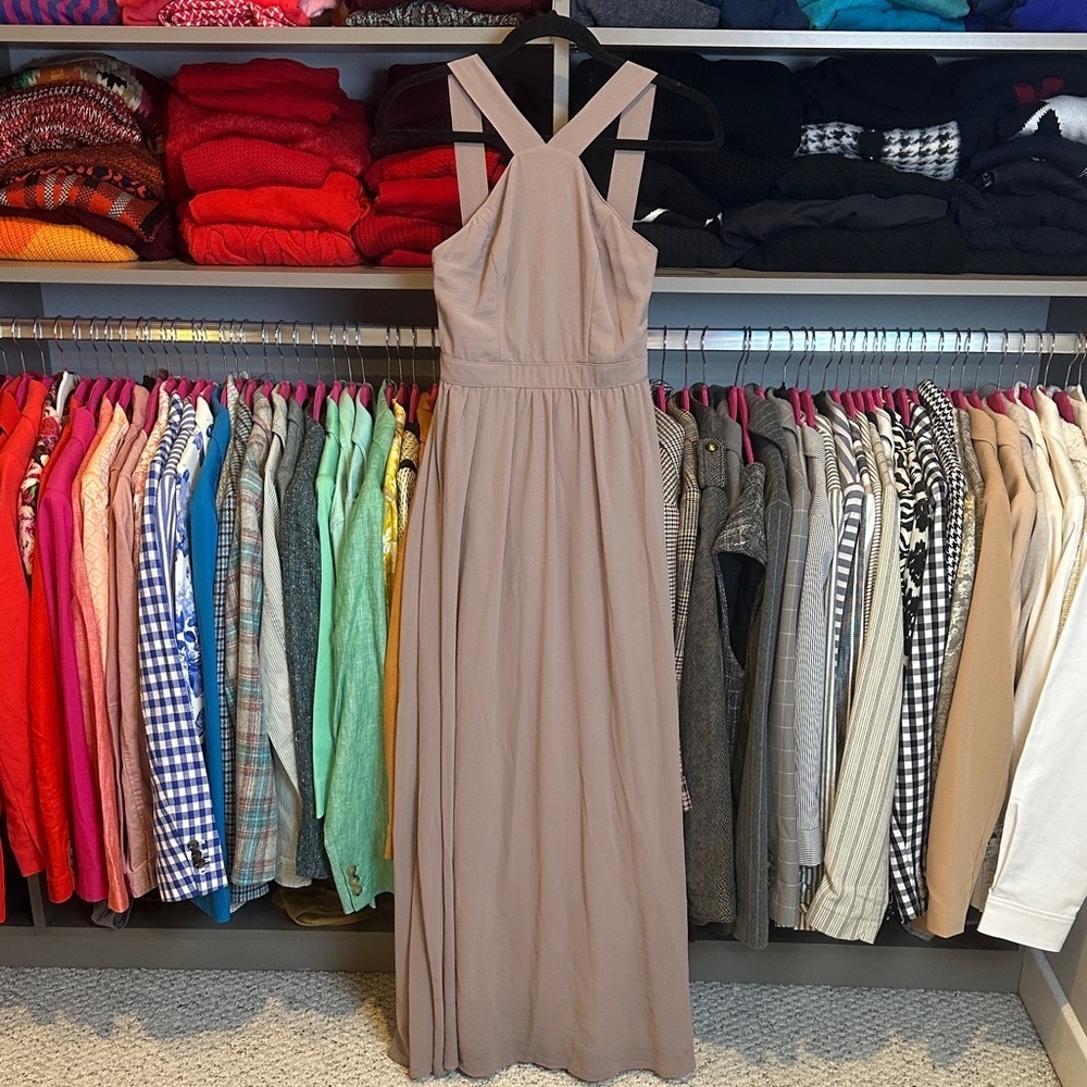 Lulus taupe sleeveless back zipper closure lined maxi dress size XS